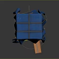 Household Items Covered With Blue Cloth On Pallet And Cardboard Box