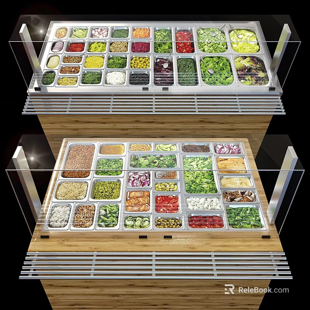 Assorted Fresh Foods At Self Service Food Bar 3d model 