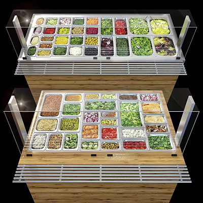 Assorted Fresh Foods At Self Service Food Bar 3d model