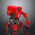 Red Mechanical Robot With Industrial Legs And Vintage Arm Design
