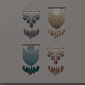 Bohemian Macramé Wall Decor With Tassels And Geometric Patterns In Blue Brown Cream