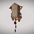Wooden Cuckoo Clock With Carved Design Roman Numeral Dial And Pendulum