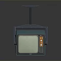 Vintage Teal Computer Monitor With Retro Design Antenna And Control Buttons