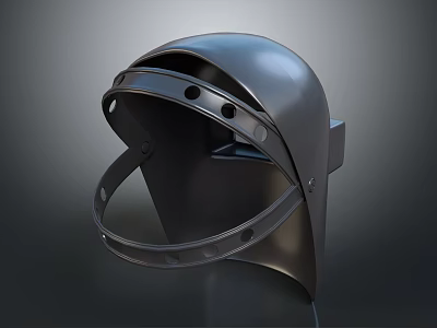 Black Protective Metal Helmet Like Equipment With Straps And Holes Design 3d model