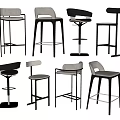 Modern Bar Stools With Metal Frames Upholstered Seats And Various Backrest Designs 3d model