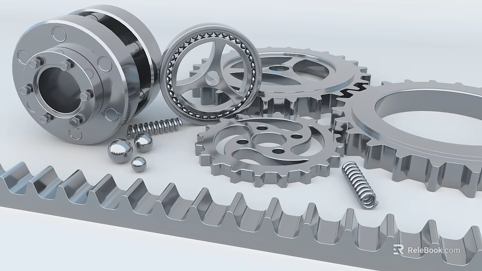 Durable Metal Hardware Tools With Gears Screws And Precision Bearings 3d model 
