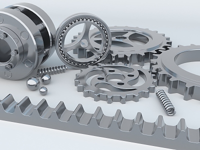 Pulley gear industrial parts spring 3d model