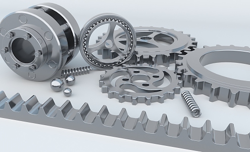 Pulley gear industrial parts spring 3d model