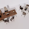 Modern Wooden Office Desk With Chair And Table Lamp In Minimalist Workspace