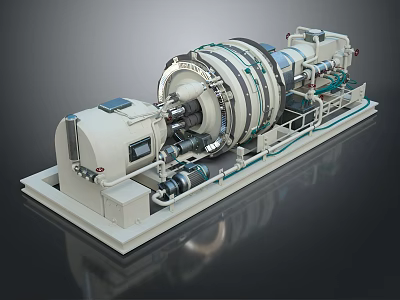 Industrial Rotating Drum Machine With Motor Control Panel And Pipes 3d model