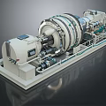 Industrial Rotating Drum Machine With Motor Control Panel And Pipes