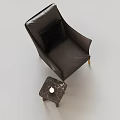 Elegant Brown Leather Accent Chair Design With Black Cushion And Marble Side Table Gold Legs