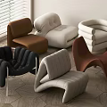 Modern Sofa Stool Low Stool Shoe Changing Stool Leather Stool Acrylic Stool Shaped 3d model