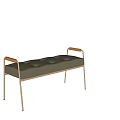 Modern Design Sofa Bench With Upholstered Seat And Metal Frame Wooden Armrests
