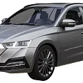 Silver Skoda Station Wagon Car With Stylish Headlights And Wheels