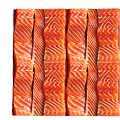 Fresh Salmon Slices Stacked In Cube Shape With Orange Red Color And Striped Texture