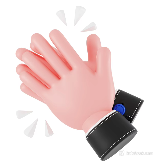 Pink Glove Themed Decorative Ornament Set with Black Cuff Blue Button and White Small Triangles 3d model 