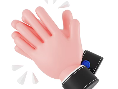 Pink Glove Themed Decorative Ornament Set with Black Cuff Blue Button and White Small Triangles 3d model