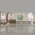 Modern Jewelry Store Interior With Display Cases Purple Floral Decorations And Bright Lighting