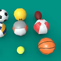 Various Colorful Sports Balls Equipment Including Football Basketball Volleyball And Rugby On Green Background