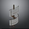 Modern Spiral Staircase With Glass Railings Wooden Post And Curved Steps