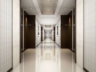 Modern aisle corridor ceiling floor 3d model