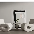 Modern Leisure Sofa Combination Single Sofa Chandelier Side and Corner Hanging Picture 3d model