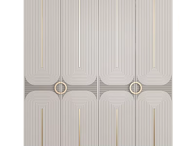Modern Wardrobe Design With Geometric Patterns Gold Lines And Circular Handles 3d model