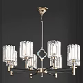 Modern Crystal Chandelier With Glass Cylinders And Decorative Brass Accents