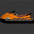 Stylish Orange Jet Ski Watercraft With Red Seat And Black Accents