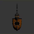 Orange Fantasy Ship Model With Decorative Wings And Mechanical Details Design