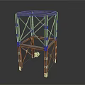 Modern Metal Frame Structure With Multi Layer Design And Grid Panels For 3d model