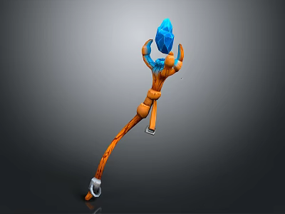 Orange Mechanical Arm 3D Model Holding Blue Gemstone With Metal Joints 3d model