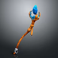 Orange Mechanical Arm 3D Model Holding Blue Gemstone With Metal Joints