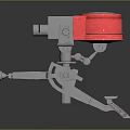 Mechanical Weapon With Tripod Mount Red Component And Metal Structural Design 3d model