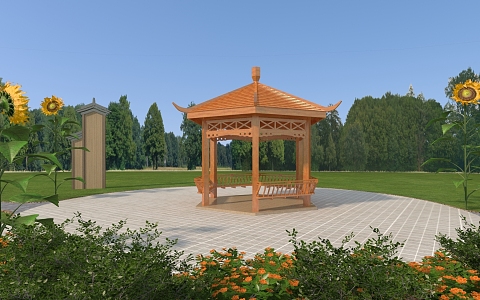 Park pavilion, rest pavilion, pavilion, Chinese pavilion, retro pavilion, national style pavilion, rest stool, park sign 3d model