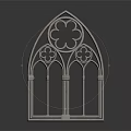 Gothic Style Window Frame With Intricate Tracery And Pointed Arch Design 3d model