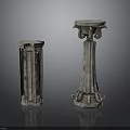 Two Classical Style Carved Stone Pedestals With Intricate Decorative Details