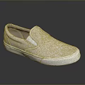 Beige Slip On Shoes With Woven Upper And White Sole Simple Design