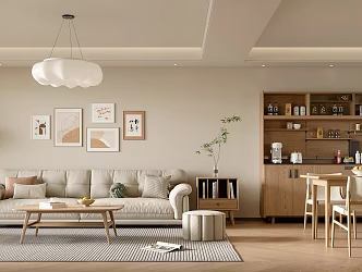 Nordic Home Guest Restaurant Sofa Coffee Table Combination Restaurant Sideboard Chandelier 3d model