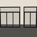 Two Black Framed Windows With Glass Panes On White Background Design 3d model