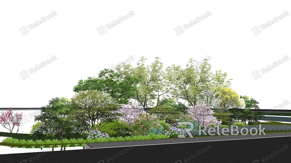 Modern plants Trees and shrubs Plant clusters model