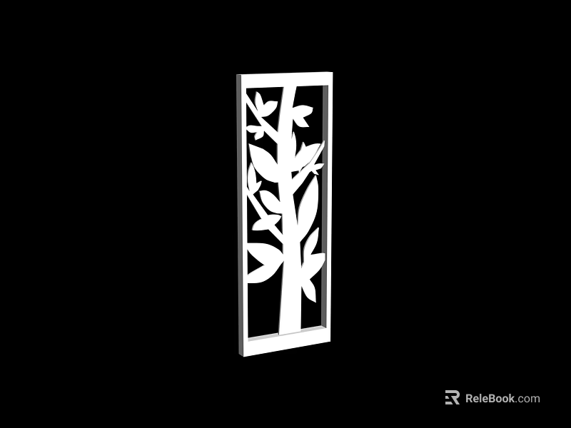 White Decorative Room Divider With Intricate Leaf Vine Cutout Pattern For Interior Space Separation 3d model