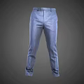 Blue Slim Fit Tailored Trousers With Pleated Front And Cuffed Hem For Formal Business Attire