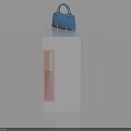 Modern Hinged Door Design On White Display Stand With Blue Handbag 3d model