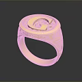 Luxury Gold Ring With Intricate Engraved Patterns And Gemstone Center 3d model