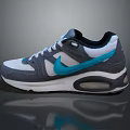 Gray White Blue Athletic Sneakers With Swoosh Logo And Air Cushion Sole
