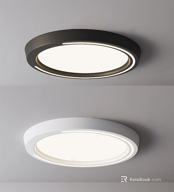 Modern Round Ceiling Light With Black And White Sleek Design LED Lighting 3d model