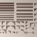 Various Ornate Carved Patterns As Decorative Design Elements For Borders And Corners