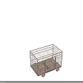 Vintage Metal Decorative Ornament Set With Cage Design Grid Structure And Red Wheels